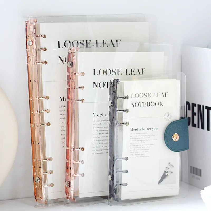 Transparent Pvc Student Notebook 6-Hole Loose-Leaf Removable B5/A5 Diary High Aesthetic Value Simple Design