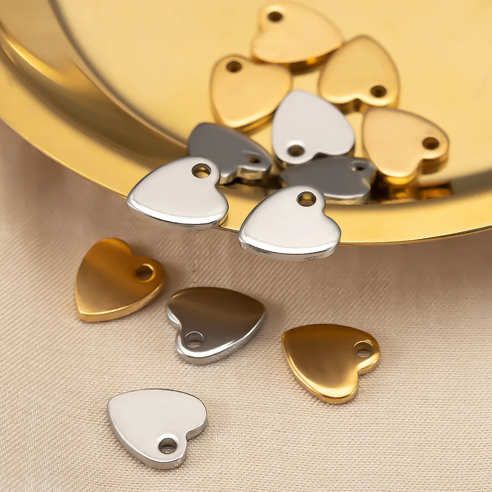 Heart Pendants Stainless Steel Mirror Polished Heart Charms For DIY Jewelry Making Necklaces Bracelets