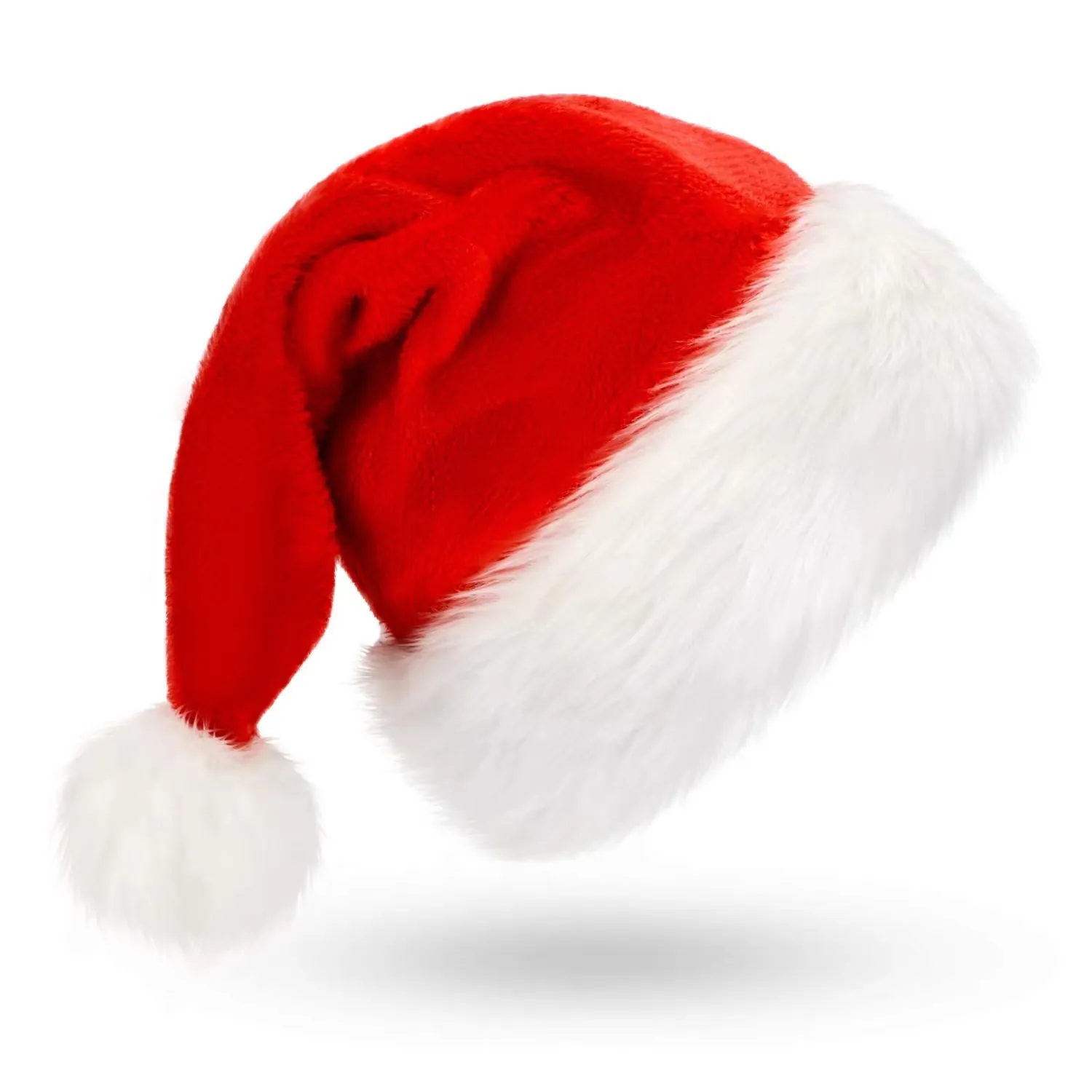 High Grade Plush Christmas Hat For Adults Soft Velvet Santa Hat With Thick Faux Fur Trim And Pom Pom Festive Party Decor