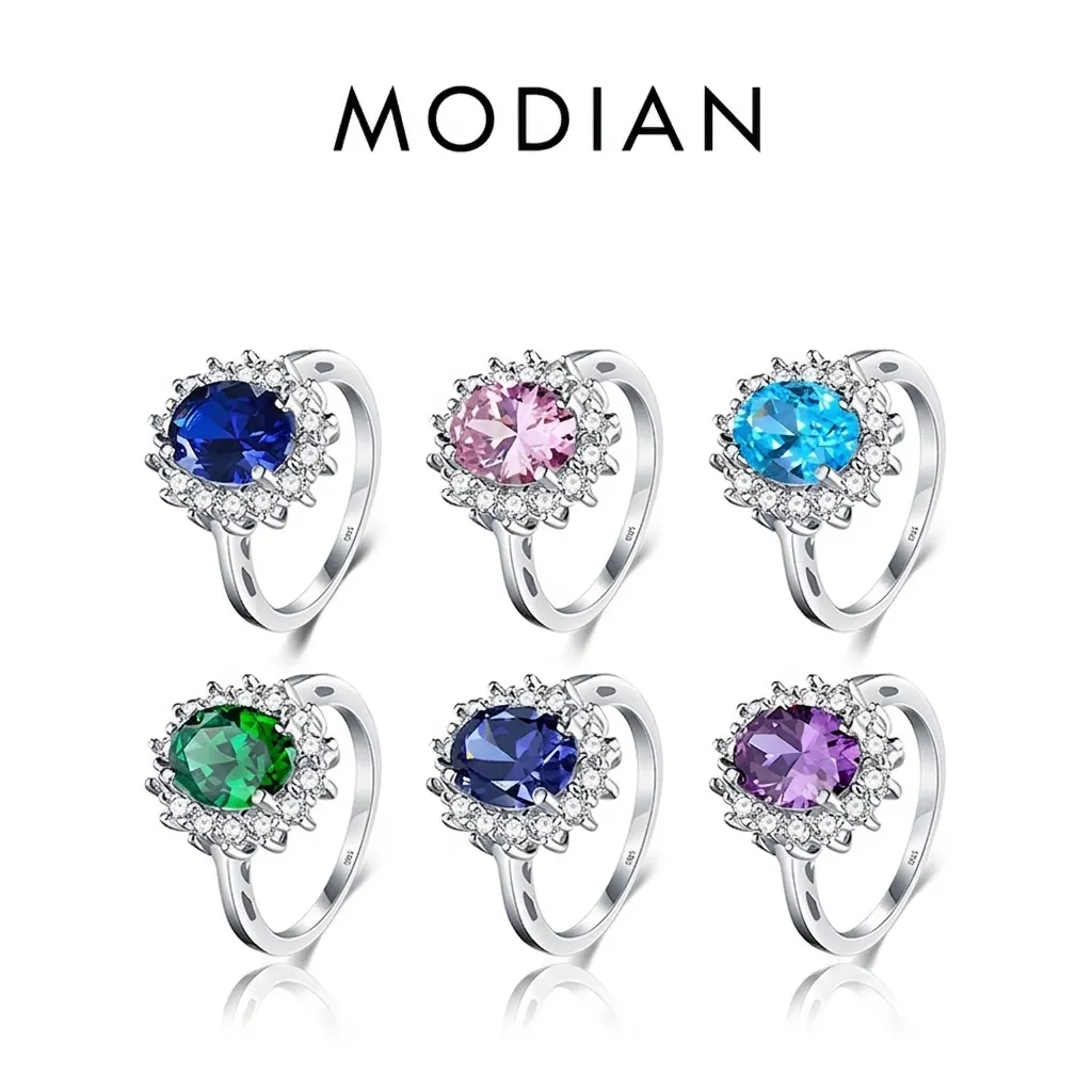 Vintage Oval Zircon Ring 925 Sterling Silver Elegant Halo Jewelry For Women Anniversary Gift