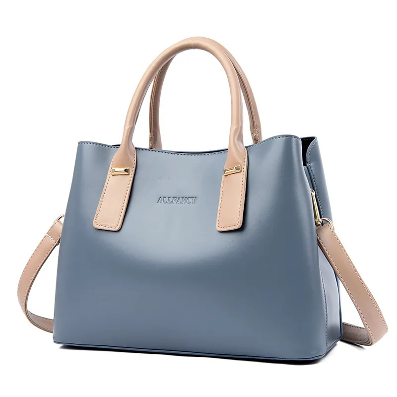 Women Handbag PU Leather Large Capacity Contrasting Colors Shoulder Crossbody Bag Elegant Daily Tote For Ladies