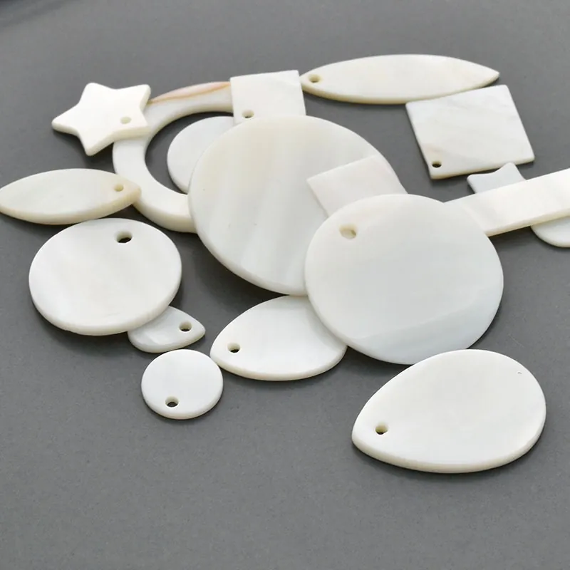Natural White Mother Of Artificial Pearl Shell Pendants Multi Shape Charms With Holes For DIY Jewelry Making Earring Finding Craft