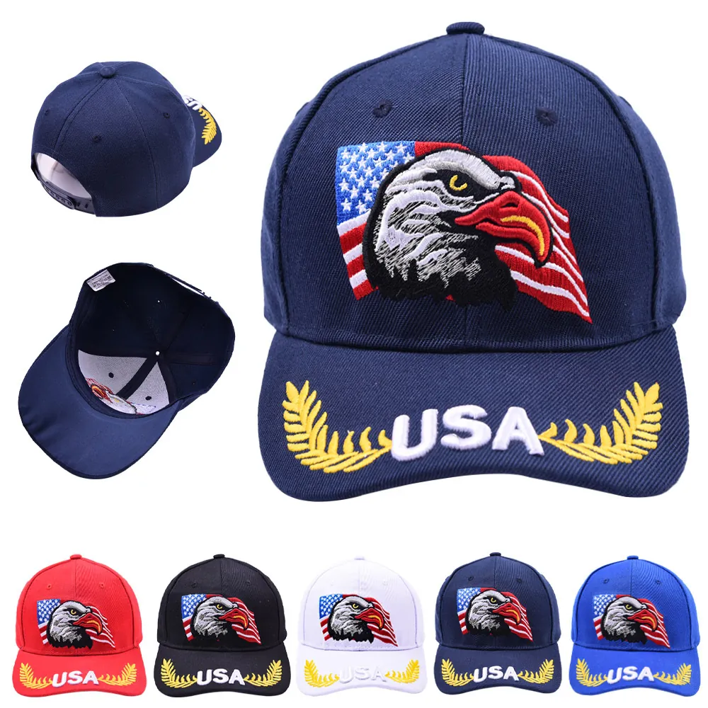 USA Flag Eagle Embroidery Baseball Cap Cotton Adjustable Snapback Sun Protection Outdoor Independence Day Hat For Men Women