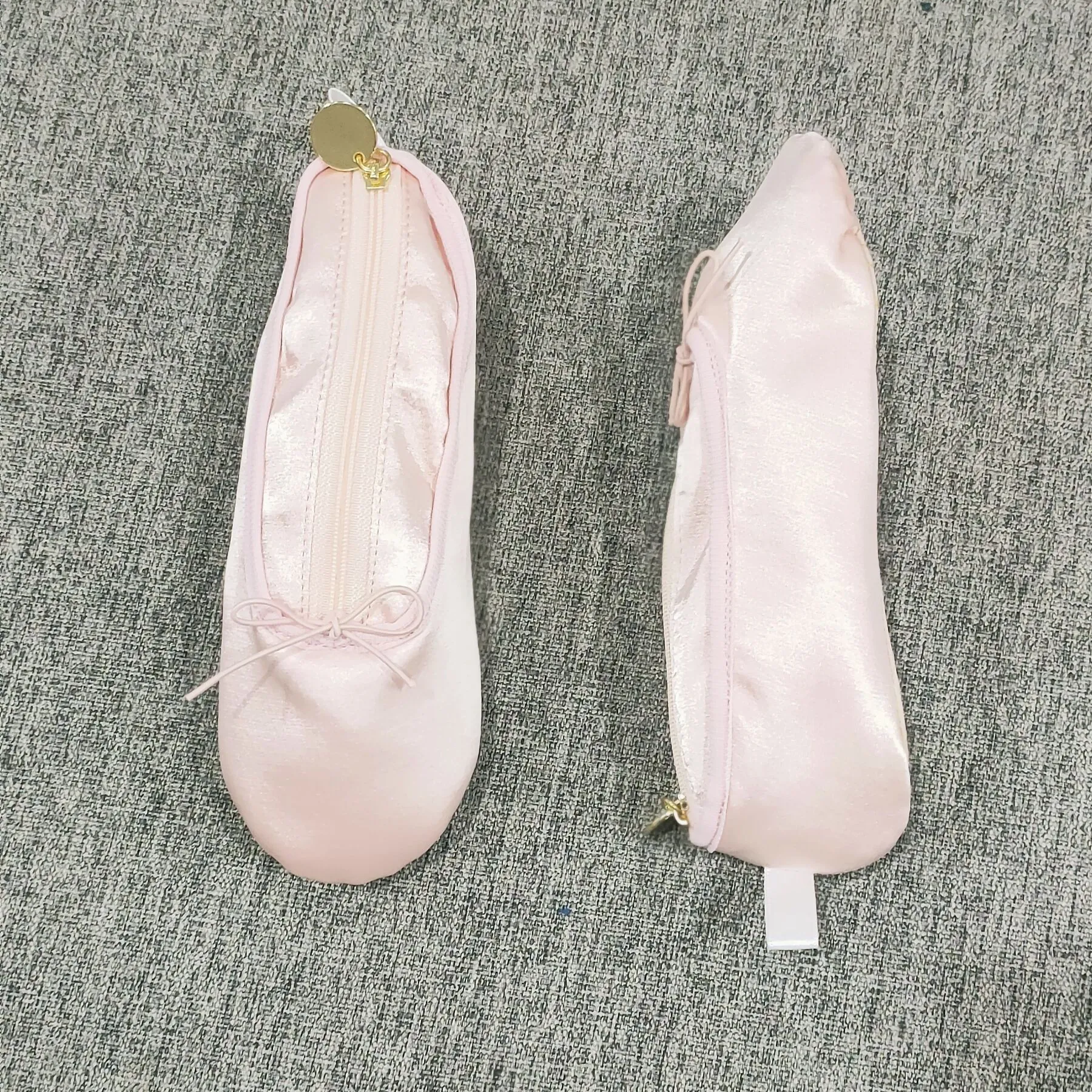 Ballet Shoe Shaped Pencil Case Satin Fabric Zipper Pouch Makeup Brush Bag For Stationery Storage Aesthetic Dance Gift