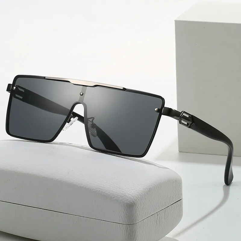 Square Oversized Sunglasses Metal Frame Integrated Gradient AC Lens UV400 Protection Fashion Trendy Streetwear Unisex