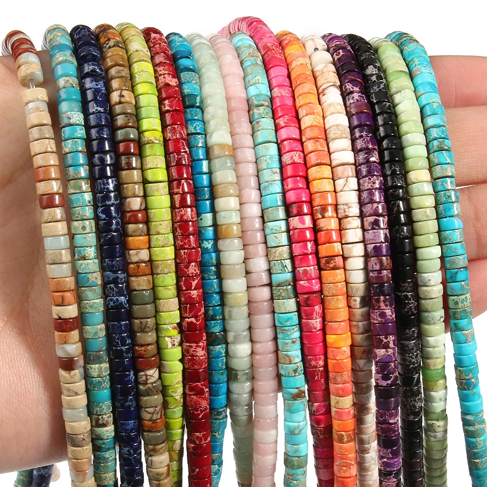 Perline a Disco in Pietra Naturale Perline Distanziatrici Piatte Rotonde Per Creazione di Gioielli Fai da Te Bracciale Collana