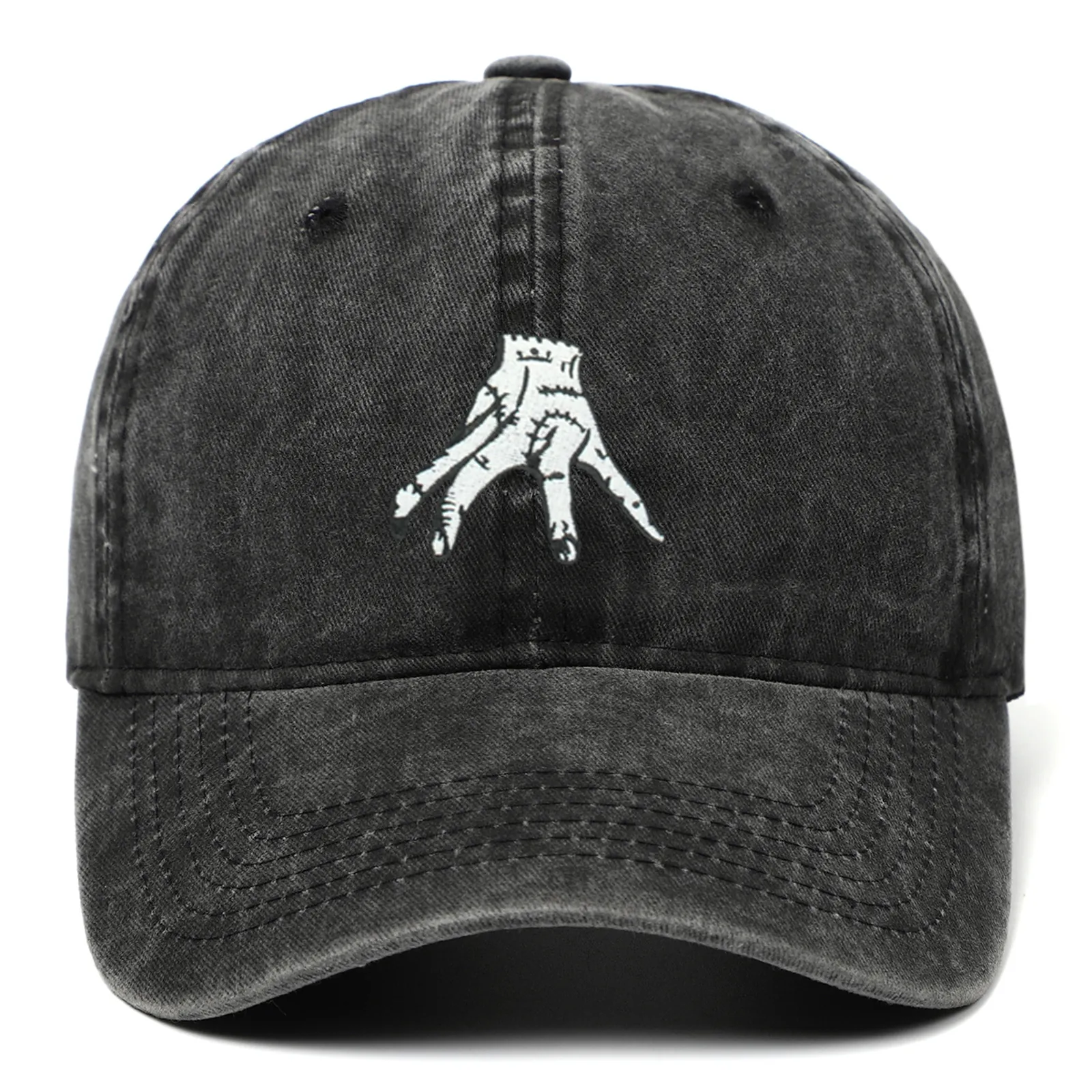 Cappello Da Baseball In Cotone Lavato Vintage Retro Distressed Ricamo Mano Novità Regolabile Unisex Casual