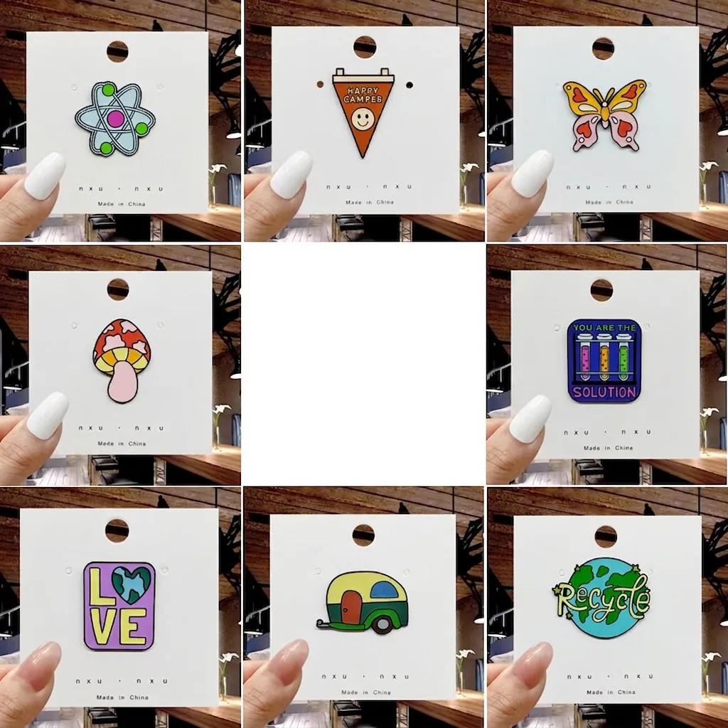 Enamel Pins Cartoon Alloy Badges Earth Day Recycle Science Lab Mushroom Butterfly For Backpacks Clothes Decor