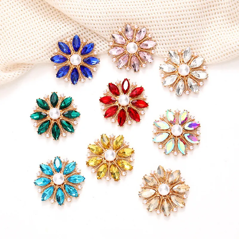 Marquis Crystal Flower Charm Zinc Alloy Imitation Artificial Pearl DIY Jewelry Making Phone Case Decoration Accessories