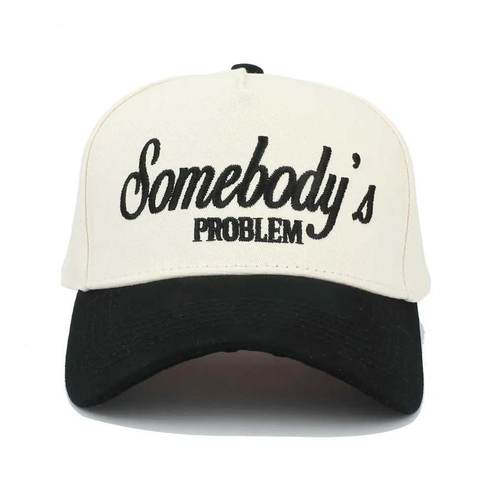 Somebodys Problem Letter Embroidery Baseball Cap Cotton Adjustable Two Tone Sun Protection Trucker Hat Men Women