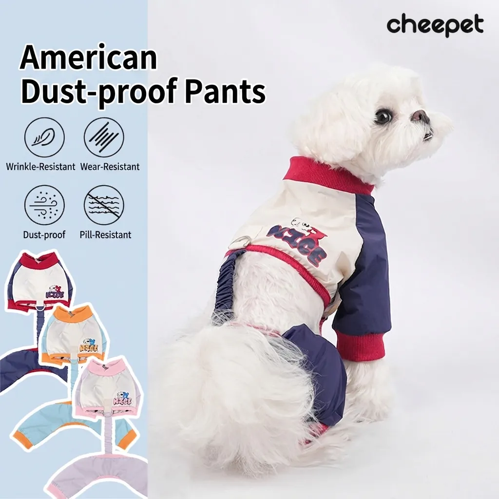 Dog Jumpsuit Waterproof Pet Dustproof Pants Four-legged Clothes With D-ring Nylon Color Block For Small Medium Dogs