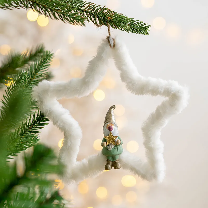 Plüsch Weihnachtsbaum Dekoration Anhänger Süßer Stern Rund Herz Hängende Ornament Mit Gnom Fee Engel Für Haus Weihnachten Deko