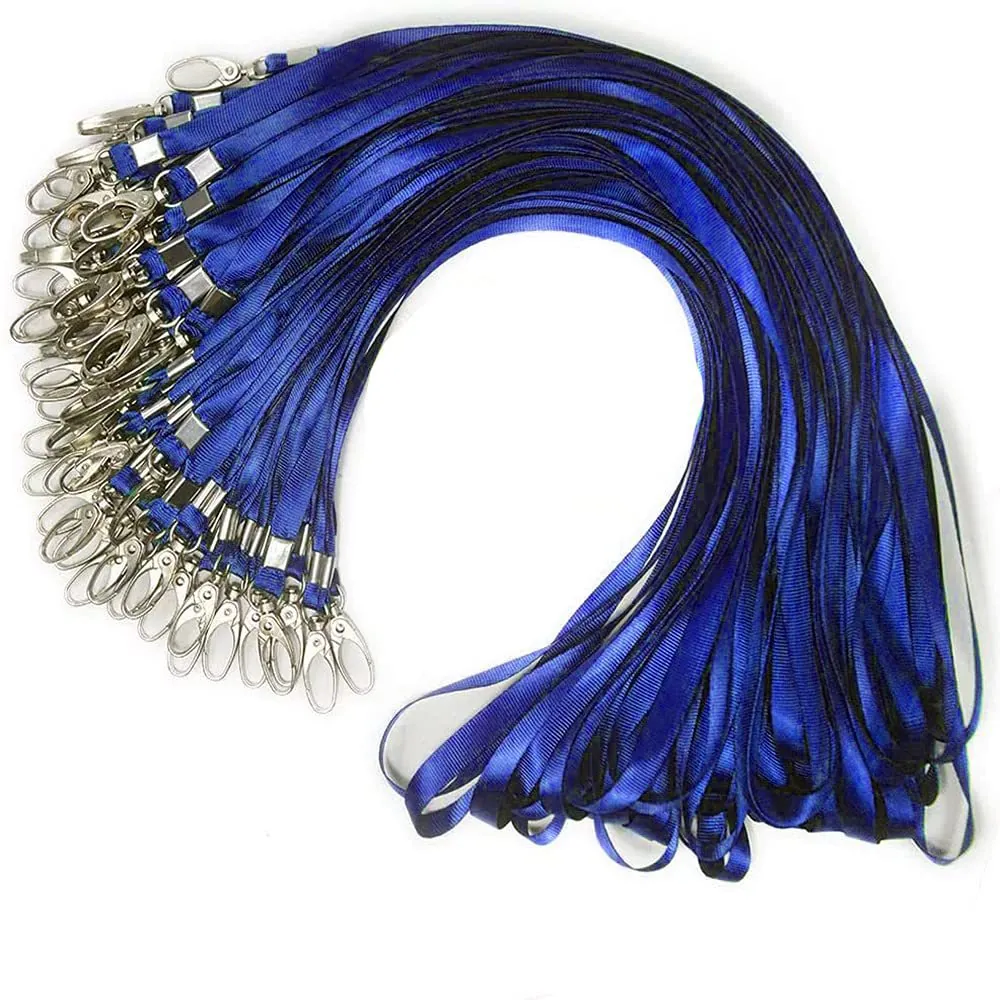 Lanyards For ID Badges Neck Strap With Metal J-Hook Durable Polyester For Office School Employee Student