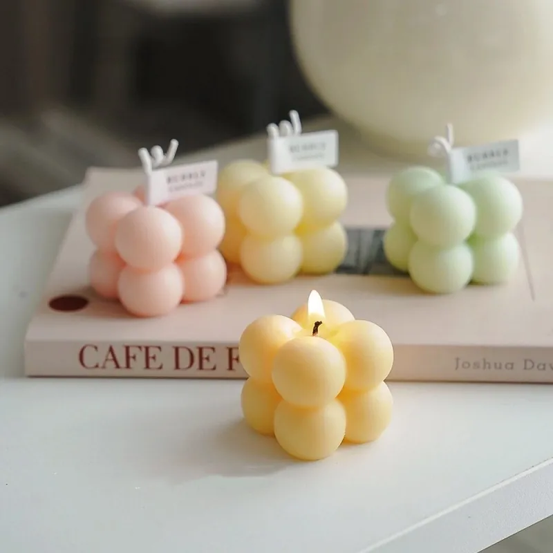 Aesthetic Scented Soy Wax Bubble Candle Magic Cube Shape Nordic Home Decor Fragrance For Girls Women Gift