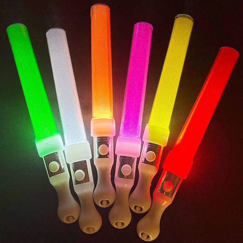 LED Leuchtstab Handheld Blinkender Anfeuerungsstab Kunststoff Glitzer Bunte Konzert Party Requisiten