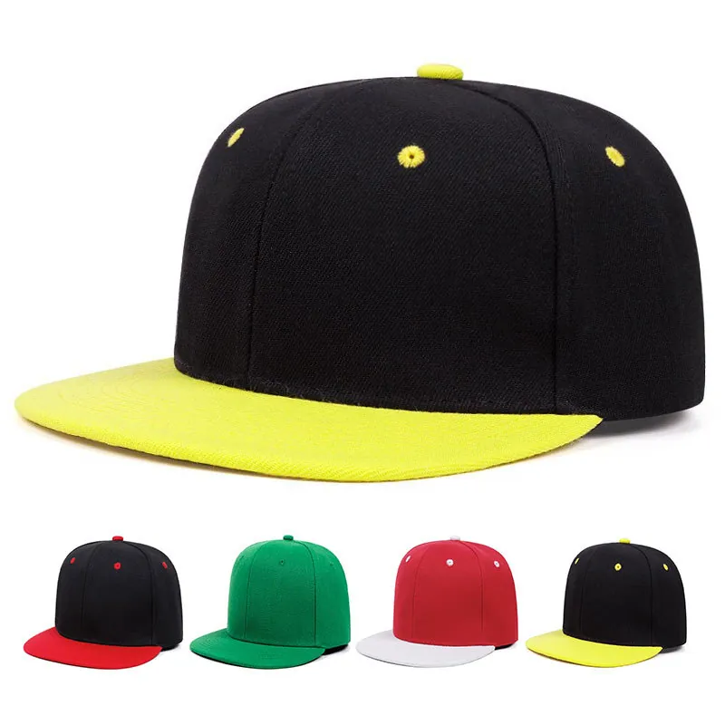 Casquette Snapback Bord Plat Couleur Contrastée Coton Polyester Réglable Hip Hop Streetwear Casquette De Baseball
