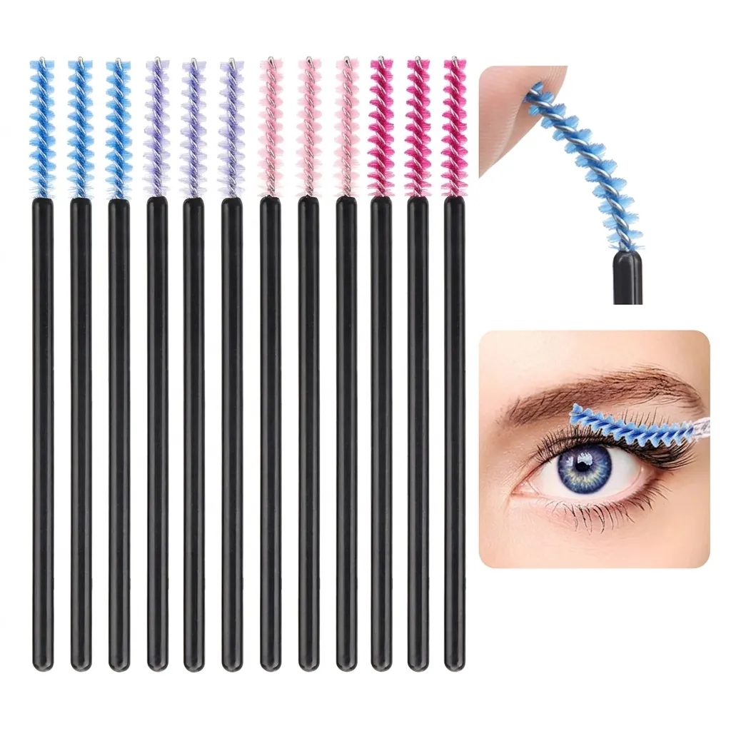 Brosses à Cils Jetables Professionnelles Brosses à Sourcils en Spirale Multicolores Ensemble d'Outils de Maquillage pour Salon Femme