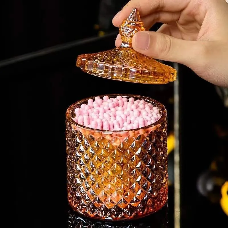 Barattolo di Caramelle in Vetro Trasparente Con Coperchio Barattolo di Conservazione con Rilievo a Diamante