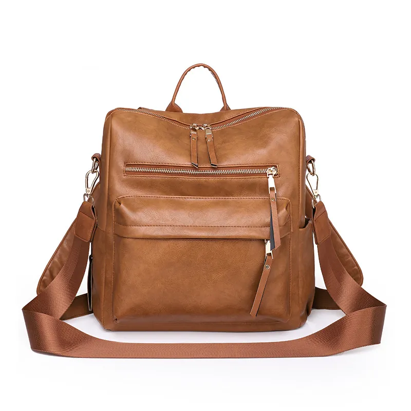 Mode Damen Rucksack Weiches PU Leder Große Kapazität Multi Tasche Retro Umhängetasche Für Damen Casual Reise