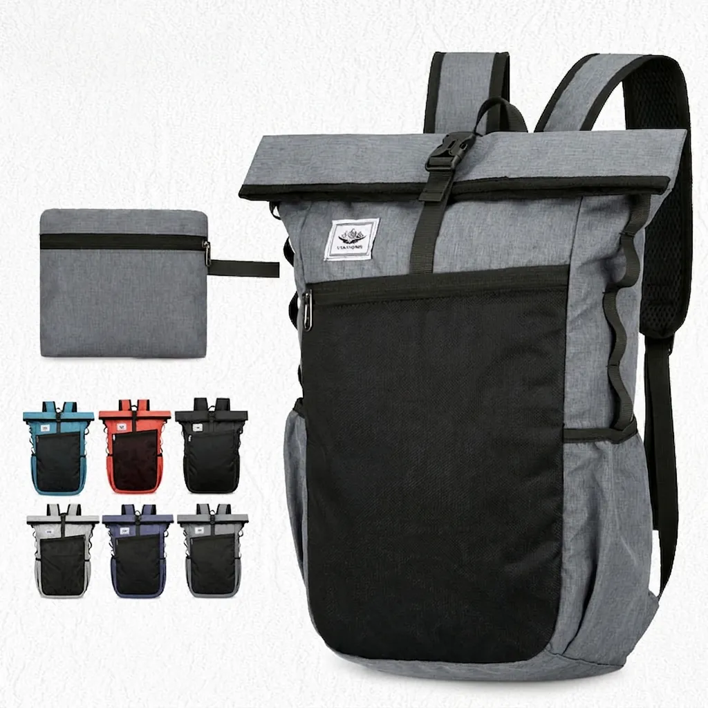 Foldable Roll Top Backpack Waterproof Large Capacity Lightweight Travel Outdoor Sports Daypack For Men Women
