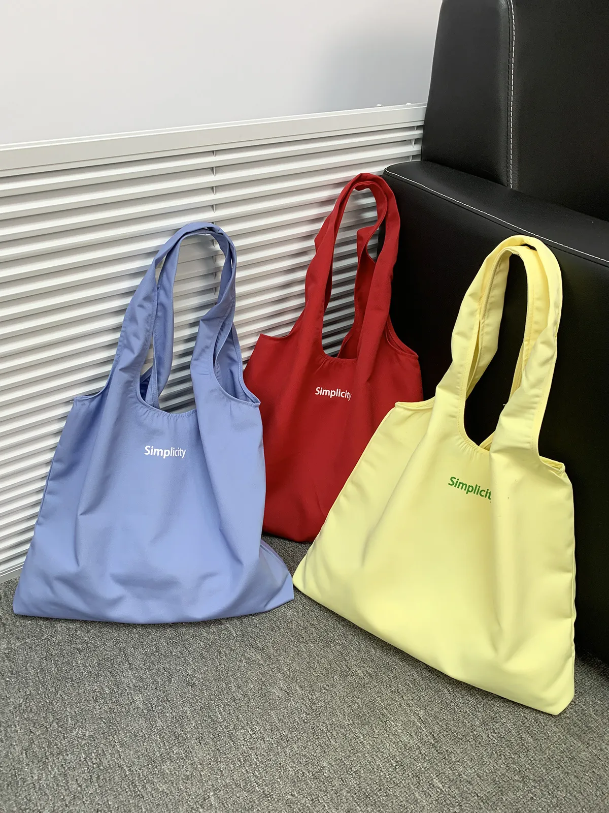 Minimalist Canvas Tote Bag Large Capacity Letter Print Shoulder Handbag Casual Daily Shopping Bag