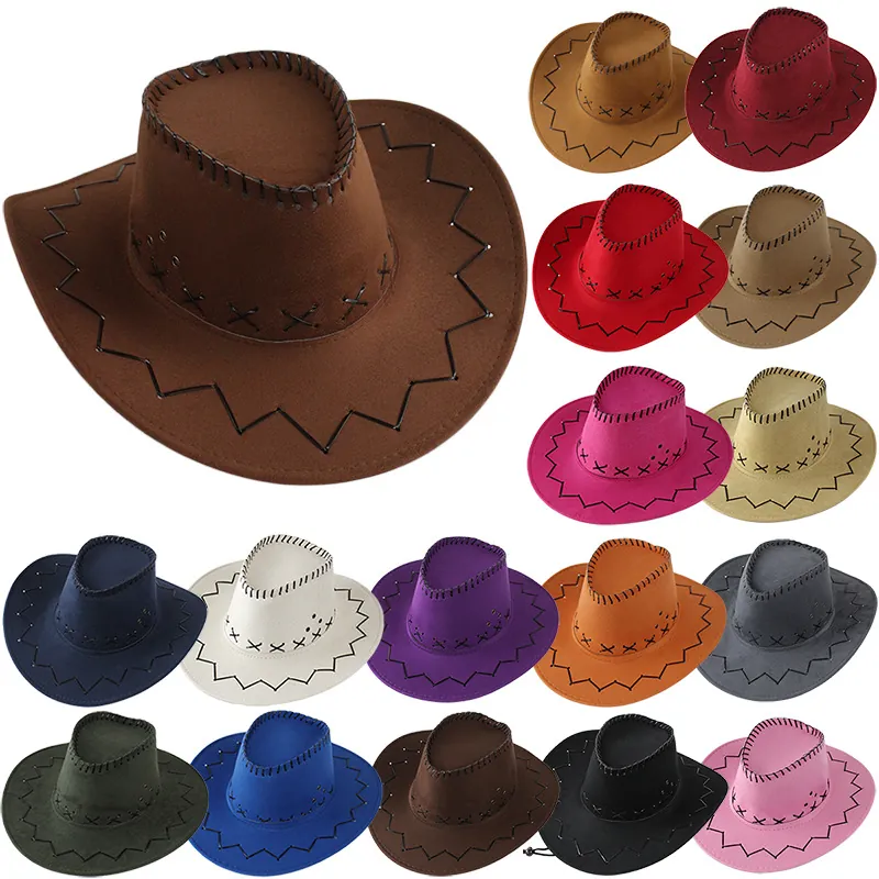 Vintage Western Καπέλο Cowboy Τσόχα Πλατύ Γείσο Ηλιοπροστασία Fedora για Άνδρες Γυναίκες Παιδιά Ethnic Style Party Καπέλο
