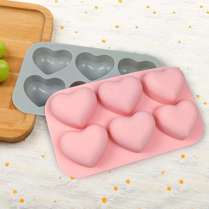 Heart Shape Silicone Mold For Baking Cake Chocolate Mousse Dessert Valentine DIY Pink Grey