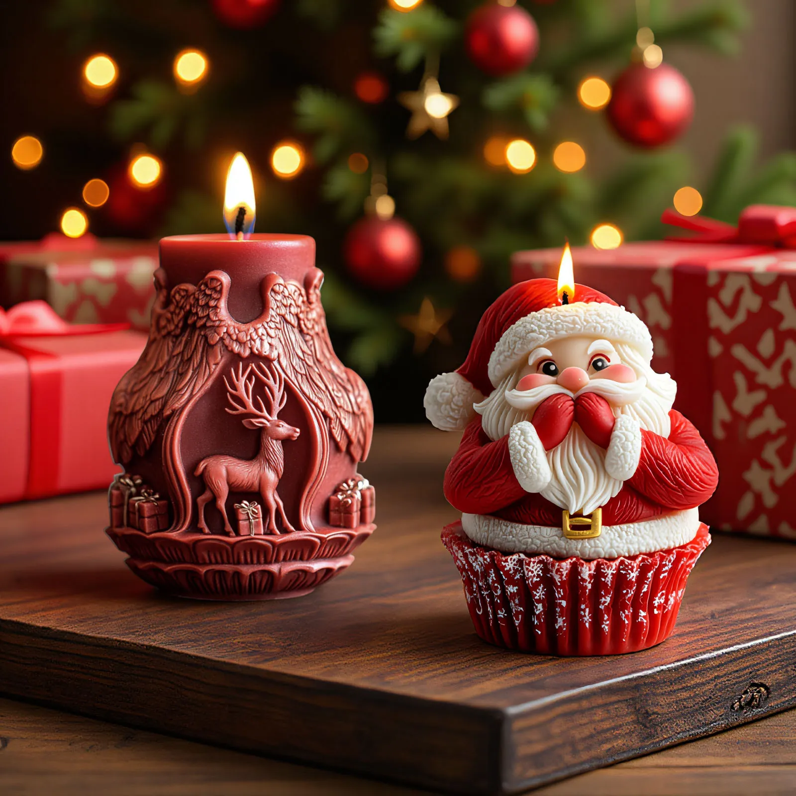 Christmas Silicone Mold Santa Claus Reindeer Shape For DIY Candle Making Handmade Soap Baking Fondant Craft Relief Style