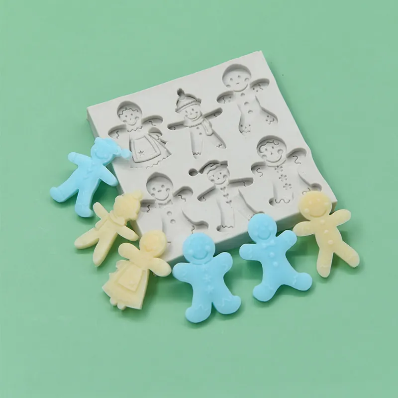Gingerbread Man Silicone Mold Flexible Non Stick For Christmas Baking Fondant Chocolate DIY Cake Decoration
