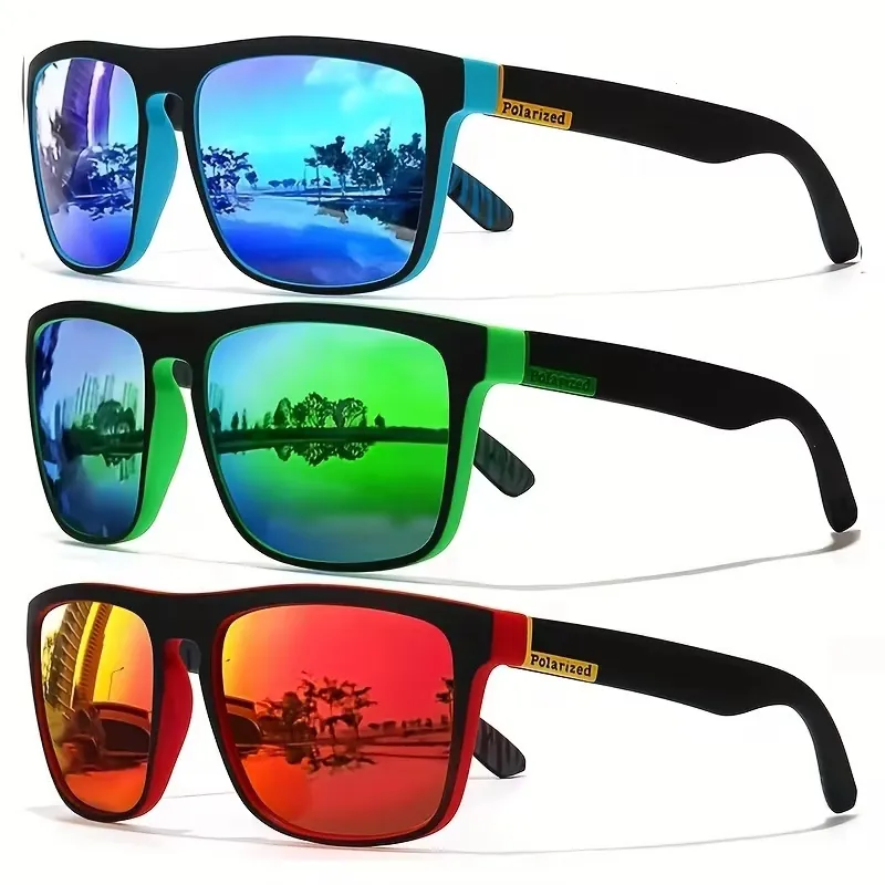Polarized Sports Sunglasses TAC Lens PC Frame UV Protection Outdoor Cycling Driving Square Frame Unisex Lightweight