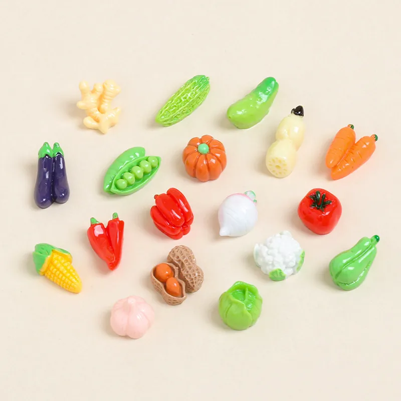 Miniature Resin Vegetables Simulation Mini Charms Realistic For DIY Jewelry Phone Case Cartoon Food Play Accessories