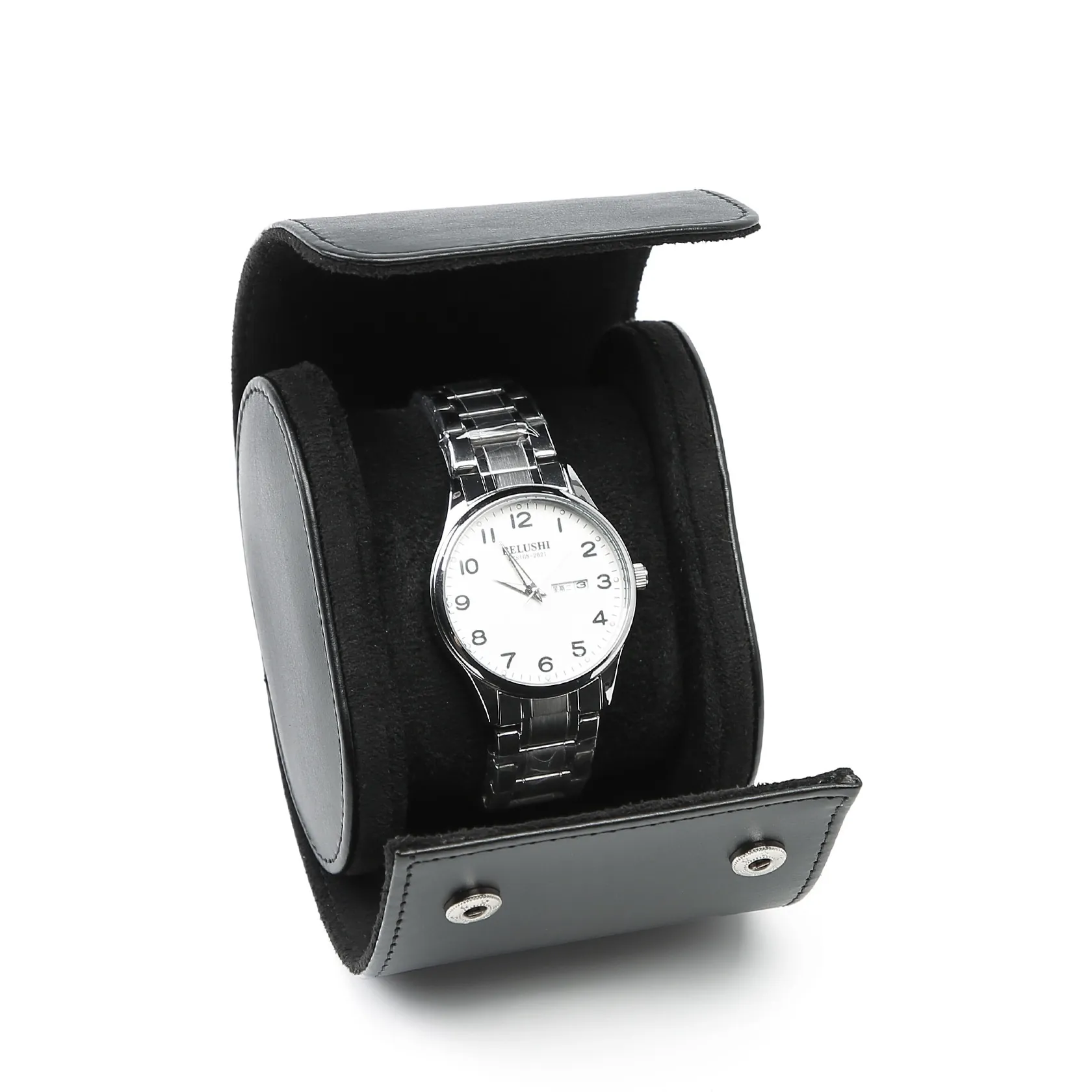 Tragbares Uhrenetui Aus PU-Leder Uhren Organizer Aufbewahrungshalter Mit Samtfutter Für Reisen Business Display