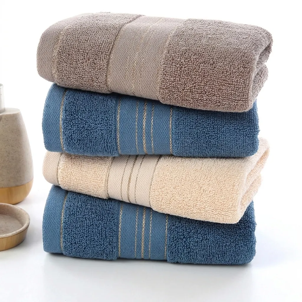 Cotton Face Towel Highly Absorbent Soft Hand Towels For Bathroom Decorative Border For Skin Care And Daily Cleansing