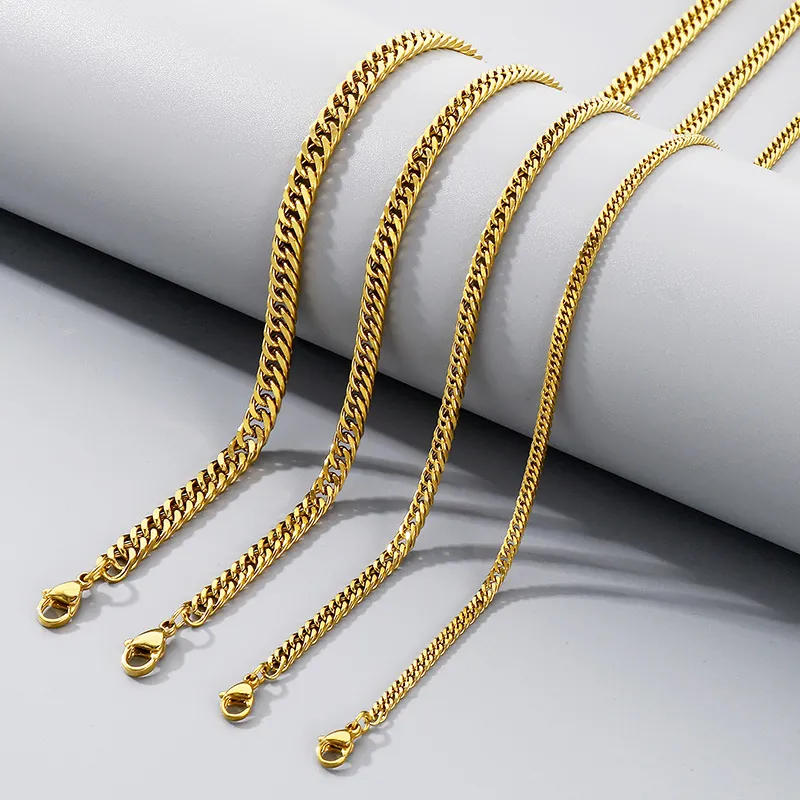 Curb Link Kette Halskette Und Armband Titan Edelstahl Hip Hop Schmuck Zubehör Für Männer Frauen