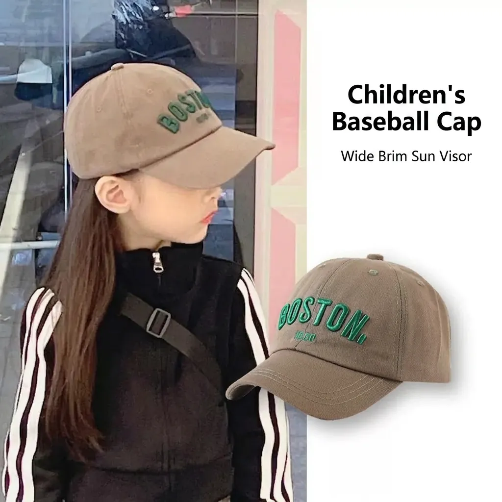 Kids Baseball Cap Cotton Blend Embroidered Sun Protection Adjustable Fashion Peaked Hat For Boys Girls