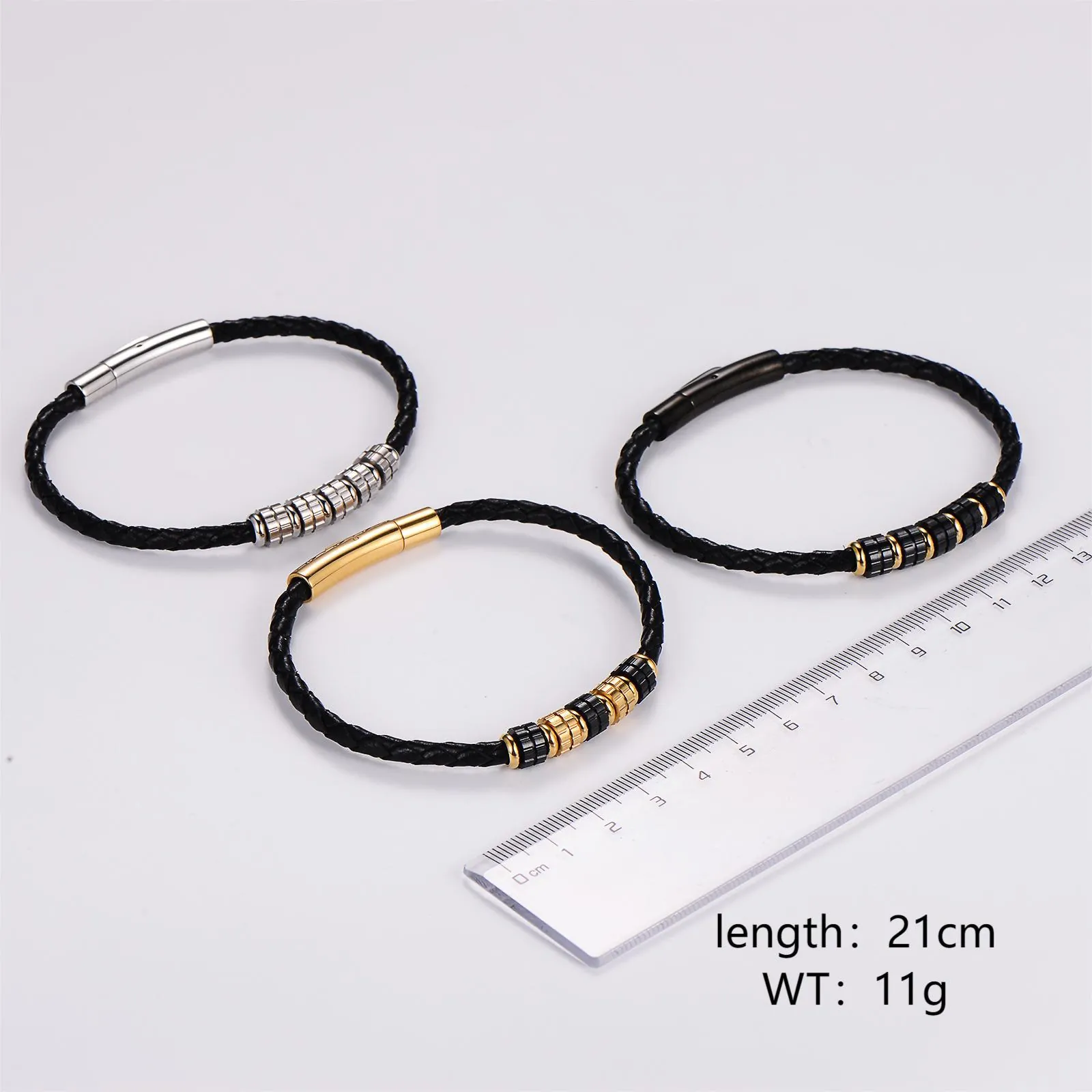 Pulsera De Cuero Trenzado Con Cierre De Presión De Acero Inoxidable 316L Joyería Tejida A Mano De Moda Para Hombre Regalo Padre