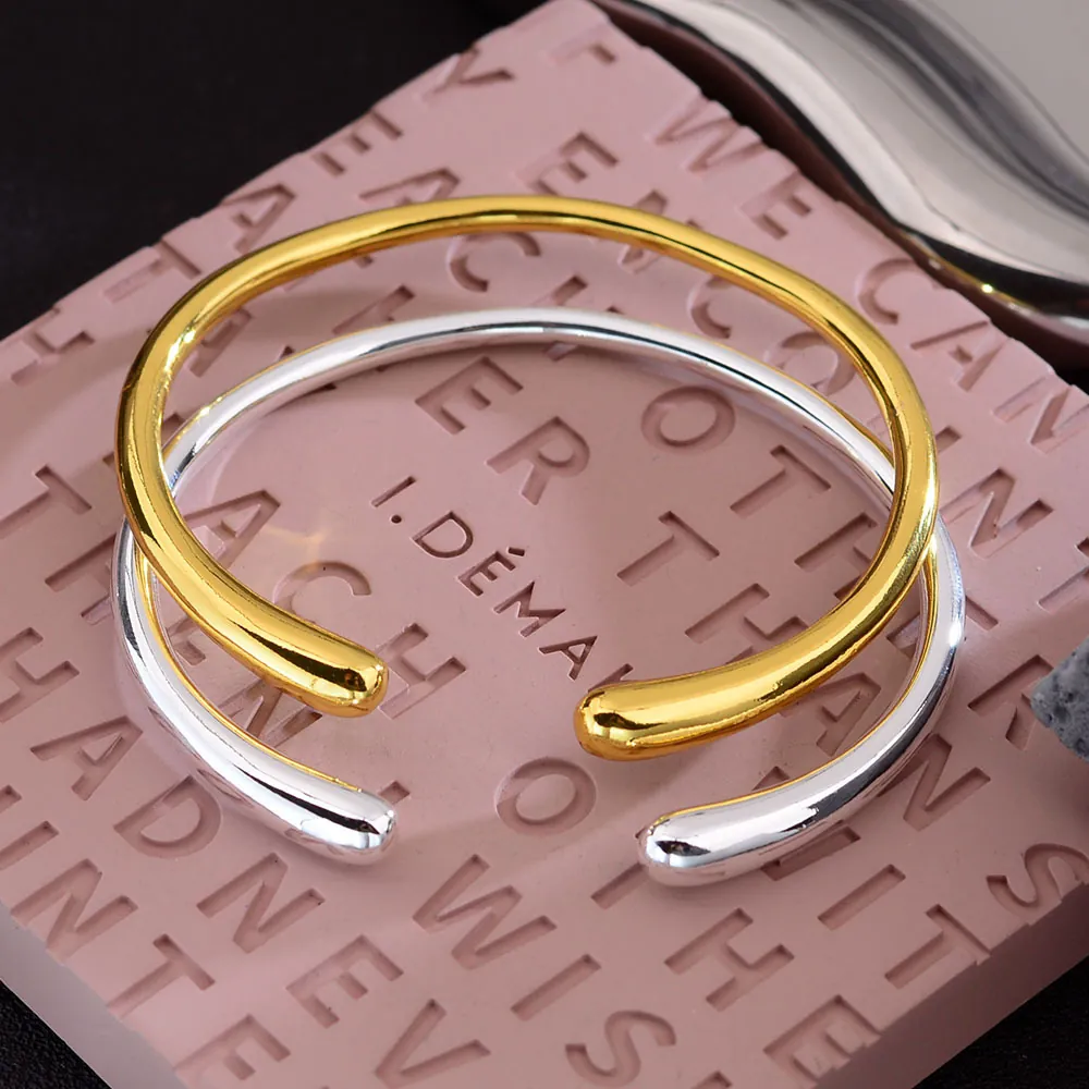 Minimalist Kupfer Offener Armreif Armband Damen Rupert Tränendesign Gold Silber Plattiert Geometrisch Verstellbar Mode Schmuck