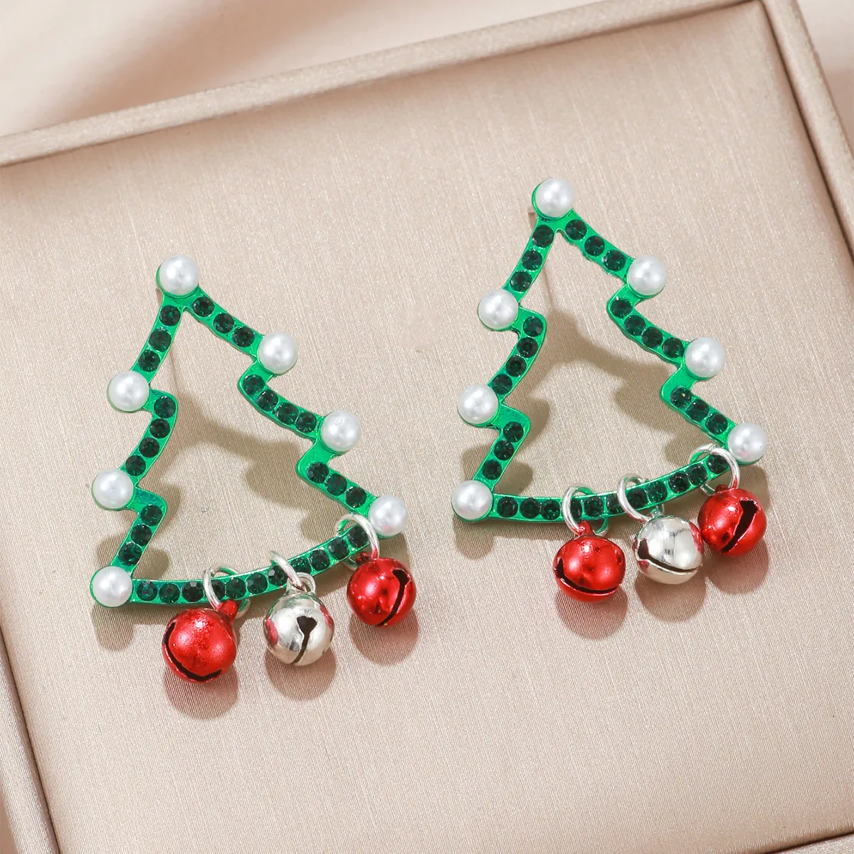 Orecchini Natale Lega Strass Perla Artificial Sintetica Albero Cappello Babbo Natale Capodanno Gioielli Festivi Donne