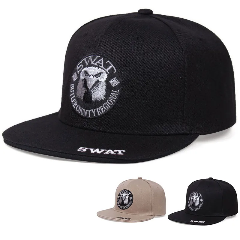 Casquette Snapback Pour Hommes Visière Plate Broderie Aigle Swat Tactique Militaire Streetwear Réglable En Sergé Acrylique