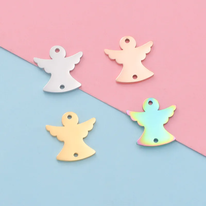 Engel Vleugel Connector Hangers 304 Roestvrij Staal Dubbel Gat Link Gepolijst DIY Sieraden Maken Accessoires