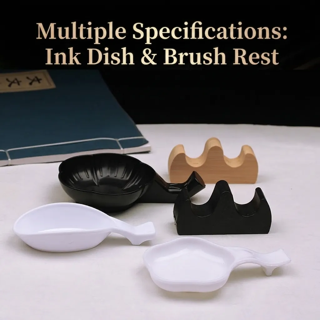 Chinese Calligraphy Ink Dish And Brush Rest Plastic Melamine Wood Traditional Painting Accessories Mountain Shape