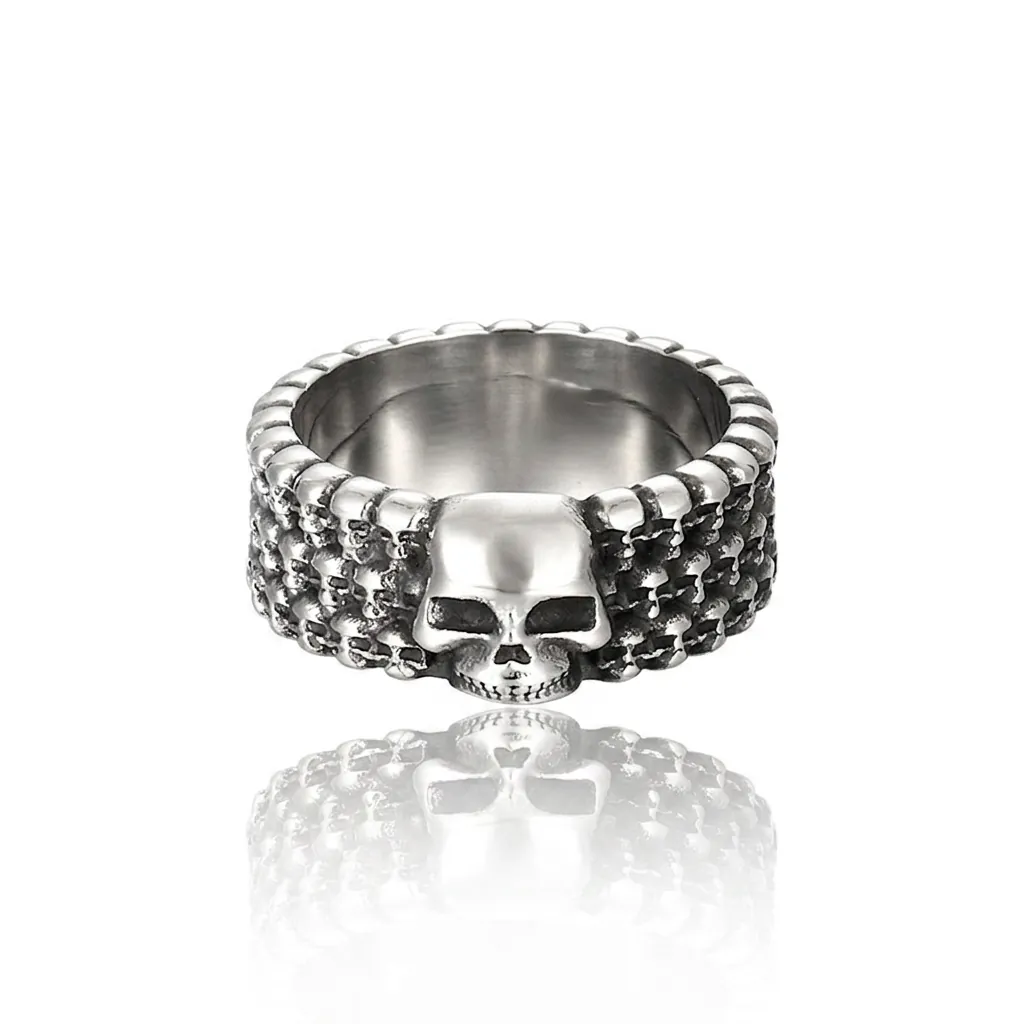 Skull Head Ring Stainless Steel Gothic Retro Punk Vintage Hardcore Biker Jewelry For Men
