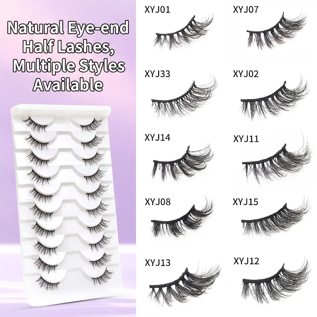 Synthetic Mink Half Eye Cat Eye False Eyelashes For Women Daily Natural Wispy Voluminous Lash Extension Style Aesthetic Makeup Accessory