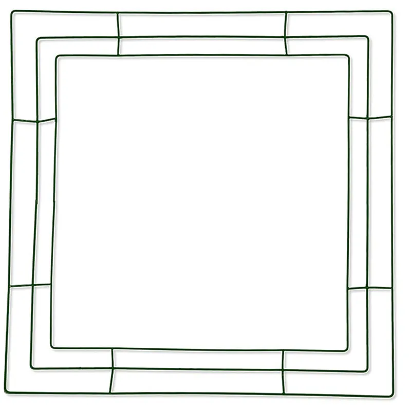 Square Metal Wreath Frame Iron Wire Ring For DIY Christmas Floral Arrangement Green Black Decorative Craft Support