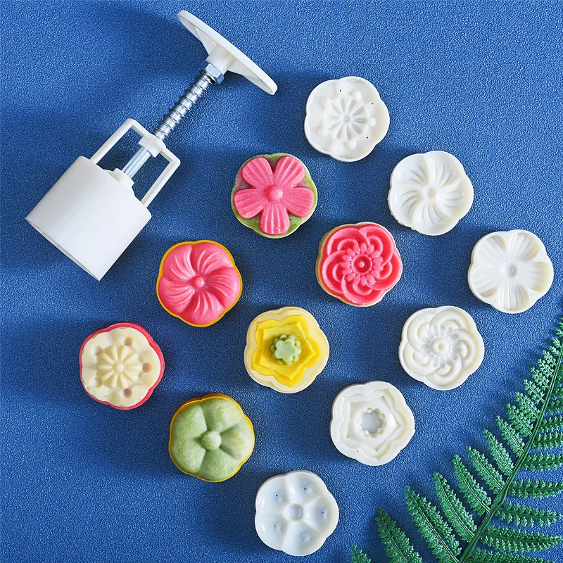 Stampo Per Torta Lunare Pressa A Mano Timbri Per Biscotti Motivo Floreale 3D Rotondo Plastica ABS Per Pasticceria Fai Da Te