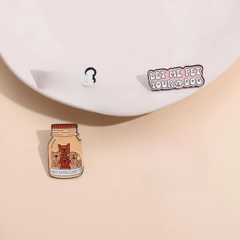 Funny Cartoon Dog Enamel Pin Zinc Alloy Brooch Pet Lover Lettering Badge For Clothing Hat Bag Decoration Fashion Jewelry