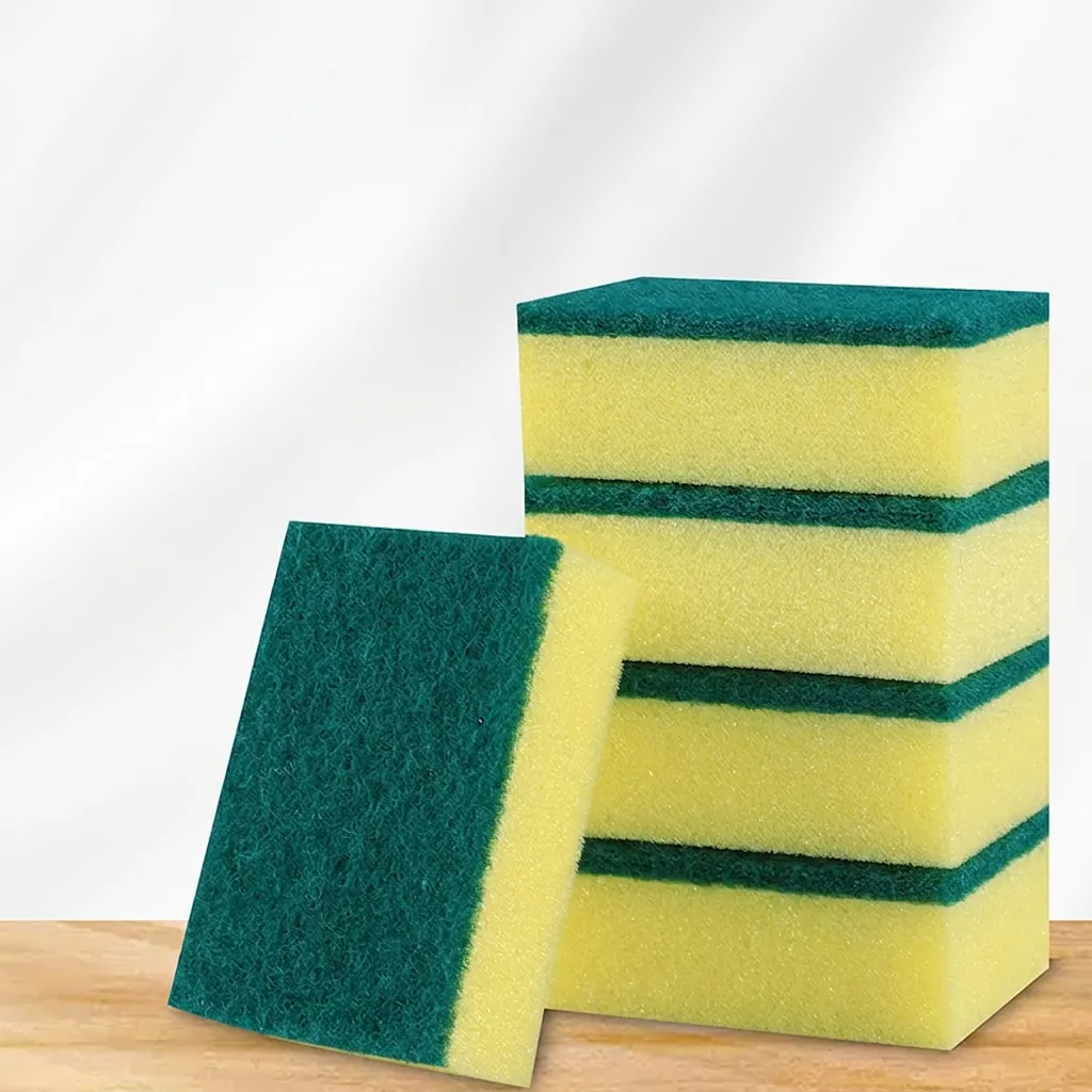Double Sided Kitchen Cleaning Sponge Scouring Pad Dishwashing Scrubber High Density Durable Polyurethane Non Scratch