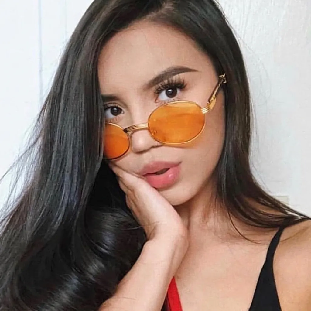 Gafas De Sol Ovaladas Retro Montura De Metal Patillas Textura Madera Protección UV400 Moda Para Mujer