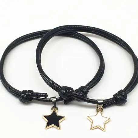 Pentagram Star Pendant Bracelets Adjustable Wax Cord Minimalist Jewelry For Couples Friendship Unisex