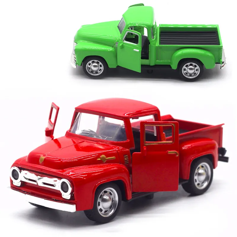 1:32 Modellino Di Pick-Up Vintage In Lega Giocattolo Classico Retrò Auto A Frizione Con Porte Apribili Per Bambini Collezionisti